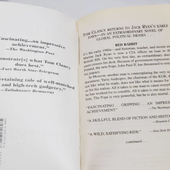 Red Rabbit by Tom Clancy Bestseller Paperback - Picture 4 of 9